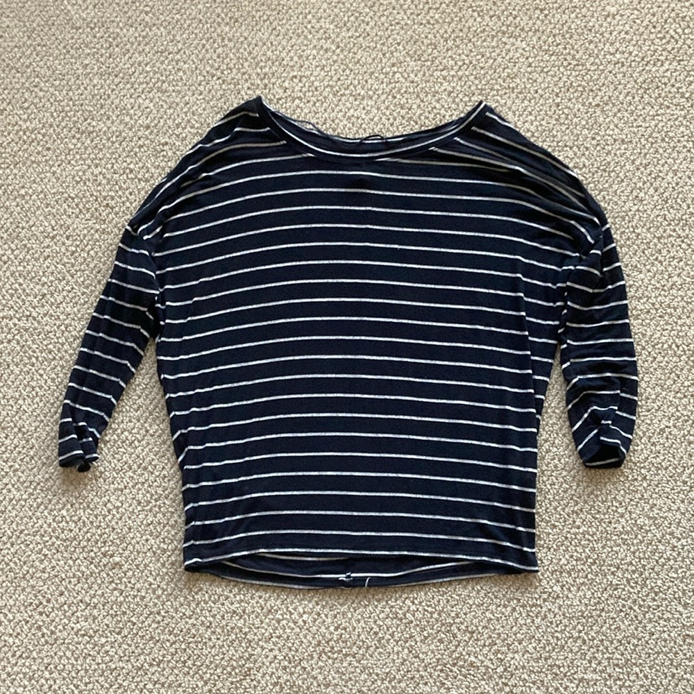 Zara Slouchy Boatneck Striped Blouse Top Shirt Stretch Oversized Size Small EUC